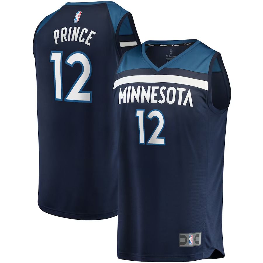 Men Minnesota Timberwolves 12 Taurean Prince Fanatics Branded Navy Fast Break Replica NBA Jersey